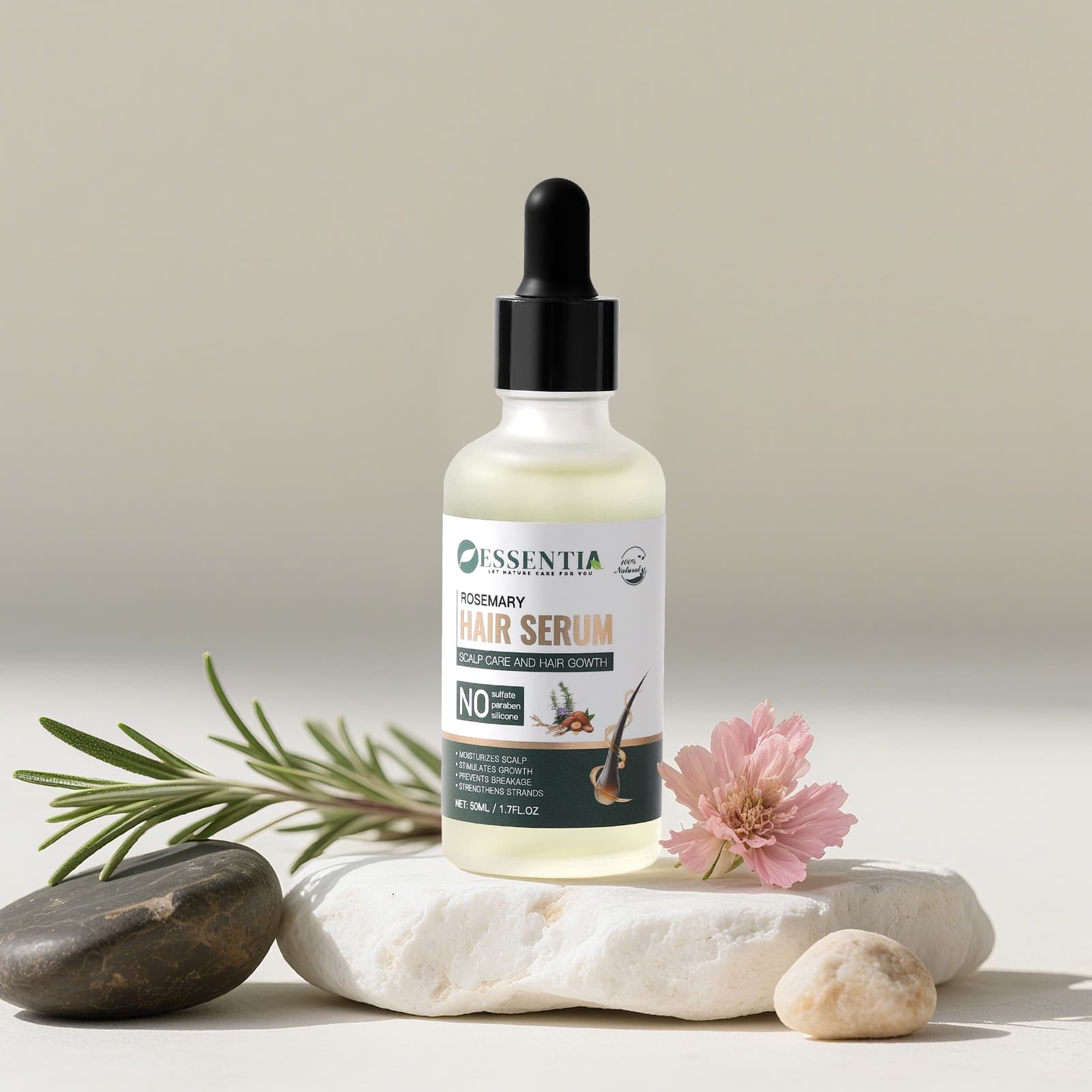 Rosemary Hair Growth Serum – Lightweight, Less Hair Fall & Healthy Scalp (50ml) | 100% Natural