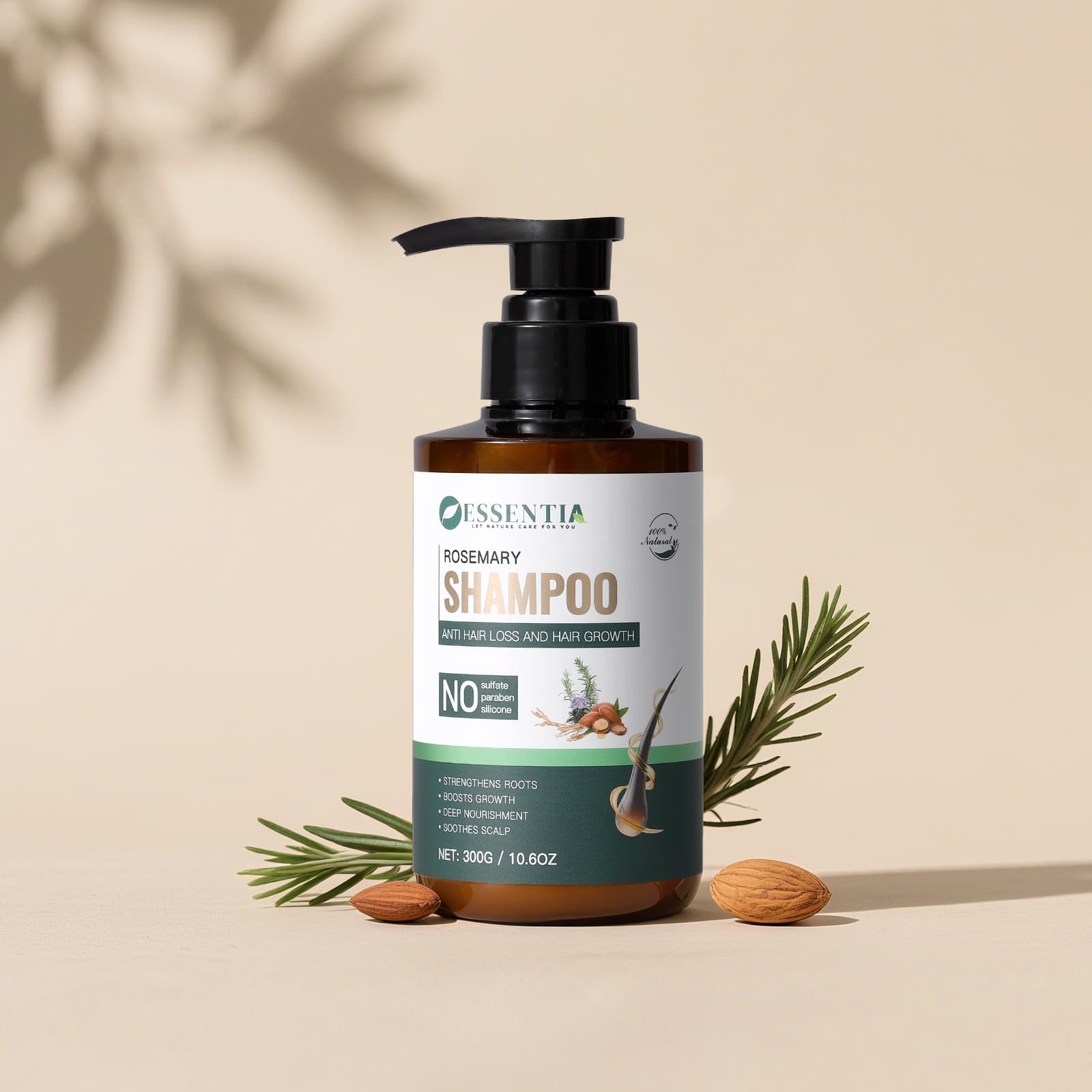 Rosemary Sulfate Free Shampoo for Hair Fall Solution | 100% Natural Formula (300g)